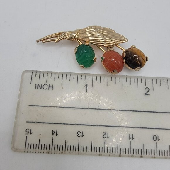 VINTAGE 1950-60'S BURT CASSELL Brooch 12K GOLD FILLED‎ GENUINE SCARAB PIN - Picture 4 of 4